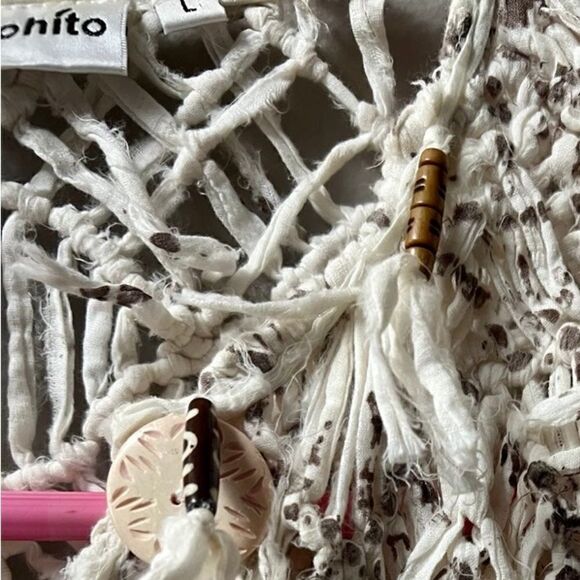 MOHÍTO ITALY MACRAMÉ OPEN KNIT OPEN FRONT SWEATER SIZE L - Picture 8 of 8